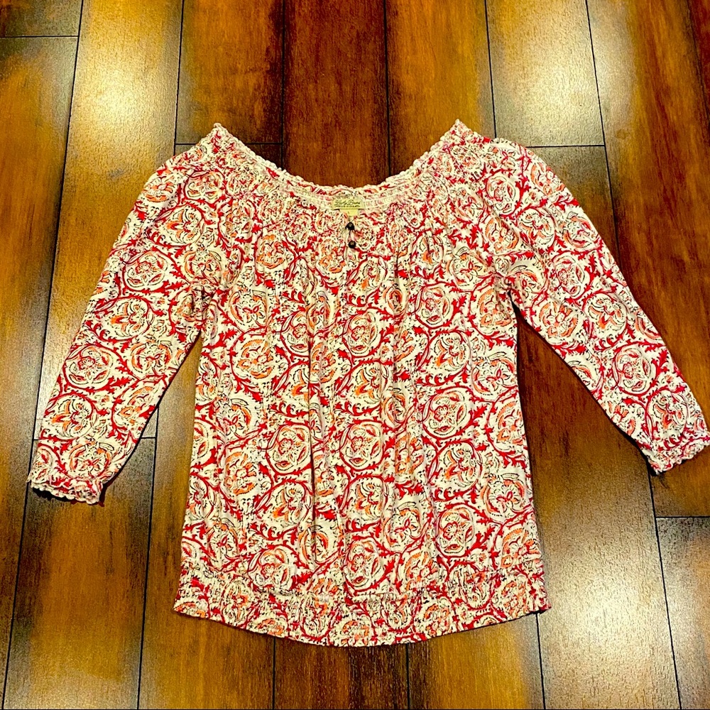 Lucky Brand Boho pink blouson top L